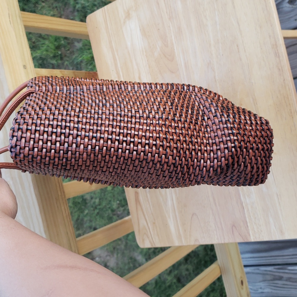 Vintage Nine West Woven Hobo Long Straps Shoulder Bag Y2K Brown Beachy Bohemian - Picture 6 of 12